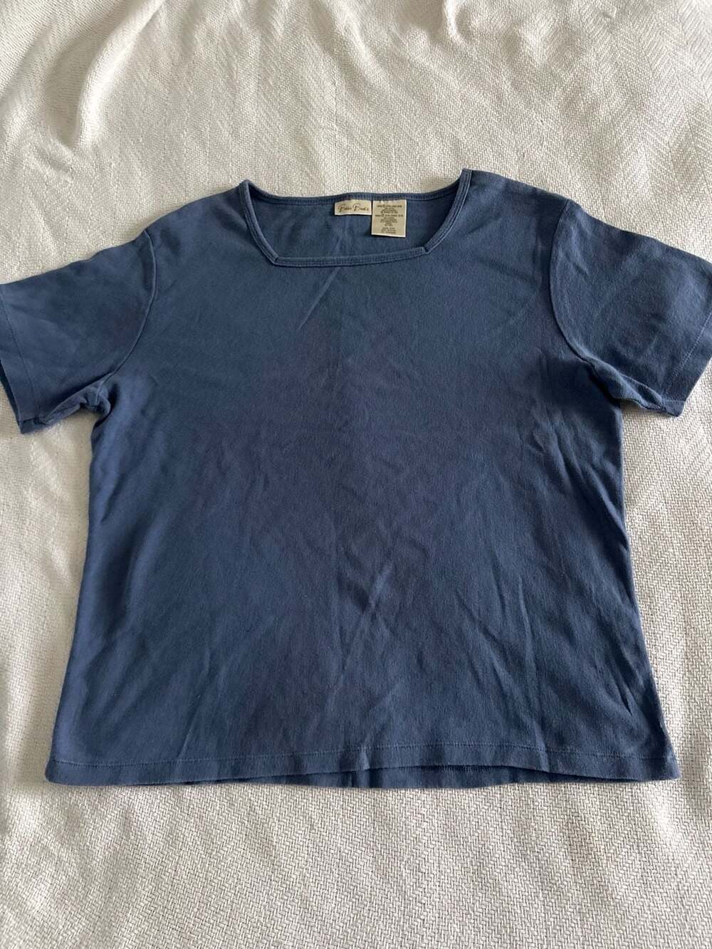 Bobbie Brooks Slate Blue Short Sleeve 100% Cotton Boxy T-Shirt Ladies XL